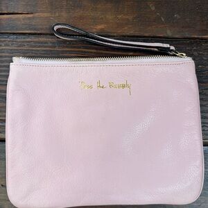 Pink Leather Clutch with Gold Accents